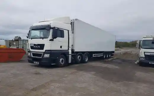 MAN TGX with temperature-controlled trailer at the Avonmouth yard